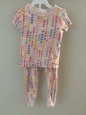 wonder nation Pink Short-Sleeve Heart Print Pajama Set